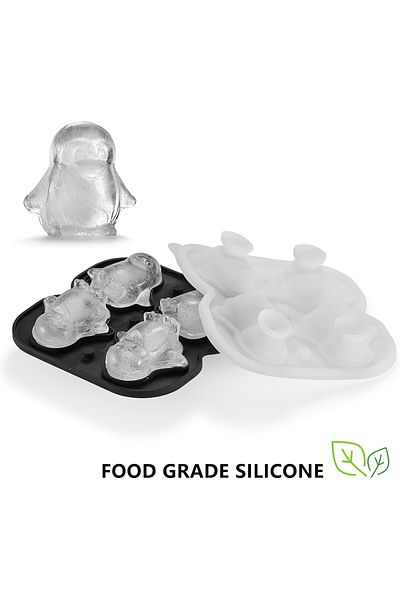 Generic Aputue Ice Cube Tray, 2.2" Large Fun Shapes Novelty Ice Molds for Freezer, Silicone Penguins Ice Tr