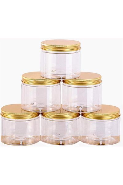 Generic Alsaqer Jam-Petjar/Plastic Bottle with Lid 6-Pieces Set, 150 ml Capacity, Gold