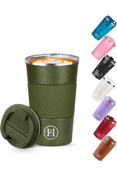 Generic Shopnic Travel Mug Coffee Cup Double Wall Insulated Tumbler with Leak-proof Design and Flip Lid – C