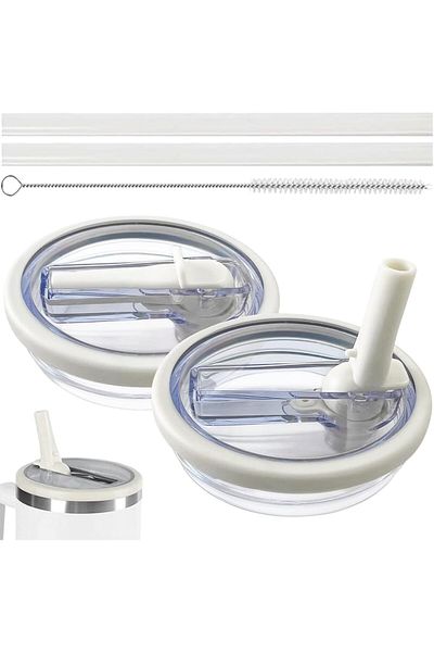 Generic 5 Pack 40 oz Tumbler Flip Straw Lid Replacement, Spill Proof Splash Resistant Tumbler Lids, Reusabl