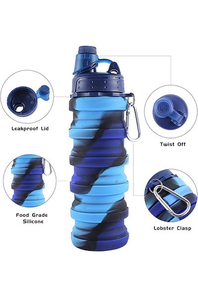 Generic Bolivia's Silicone Collapsible Water Bottles, Leak Proof BPA Free Foldable Water Bottle, Reuseable