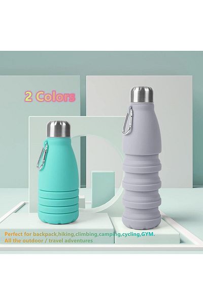 Generic 1 Pack Collapsible Silicone Water Bottle Reuseable Foldable Water Bottle Travel Sport Water Bottle,