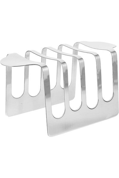 Generic Tazweeq Stainless Steel Toast Rack, 4 Slice, Toast Bread Slice Holder with Two Handles, Bread Rack