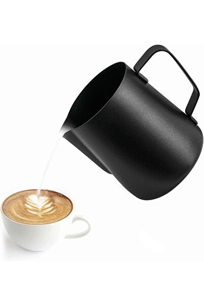 MIBRU Stainless Steel Milk Frothing Pitcher with Graduated Scale (Black, 350 ml)