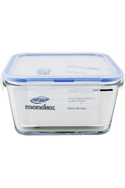 Generic Mondex 2Pcs 400ml& 900mlSquare Glass Food Storage Container With Blue...