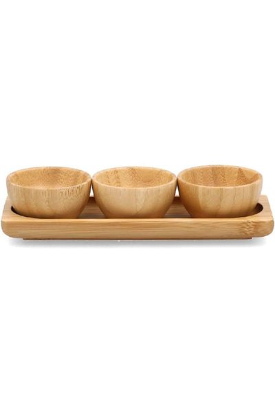Generic Bien Servi 3-Piece Bamboo Dip Bowl Set Natural 20 x 7cm G17-TX005SET