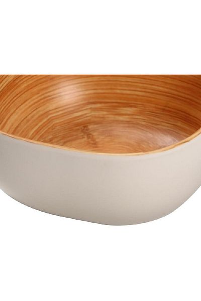 Generic Felli Melamine and Bamboo Salad Dressing Bowl White and Brown 180ml Y1K120100-PH051-H