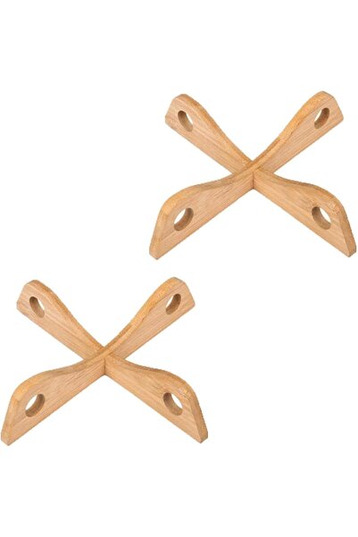 Arabest 2-Pack Bamboo Wok Pan Stand, Reversible Detachable Trivet with Heat I...