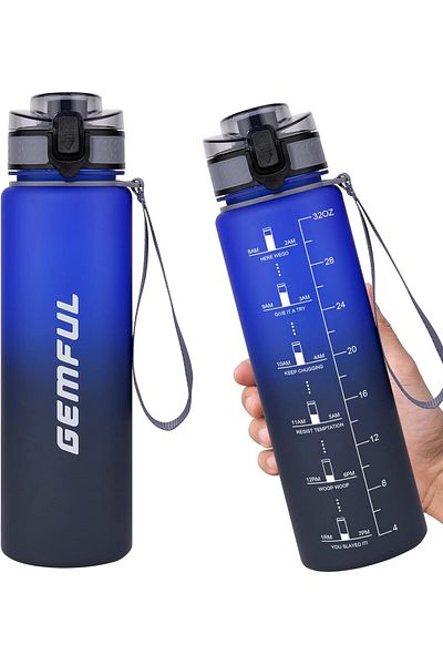 Generic GEMFUL Water Bottle 1L with Straw Motivational Time Marker Tritan BPA Free Drink Bottle for Sports