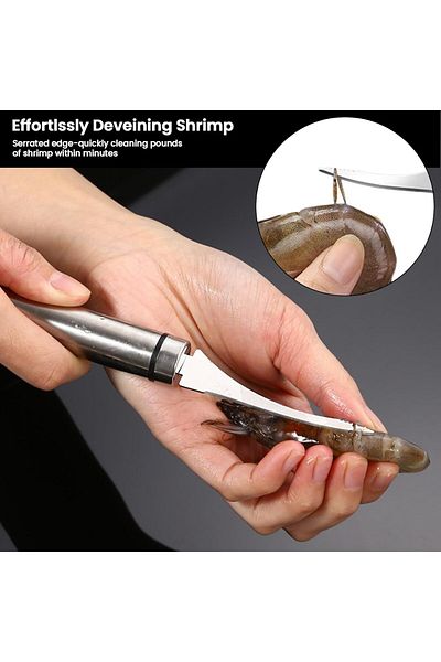 Generic 2Pcs Shrimp Deveiner Tool and Peeler Set Multifunctional Stainless Steel Shrimp Peeler,Shrimps Deve