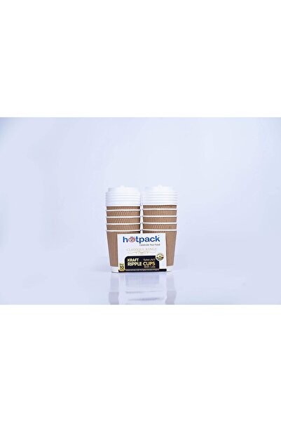 Hotpack أكواب كرافت ريبل مع غطاء، 8 أونصة، 10 قطع