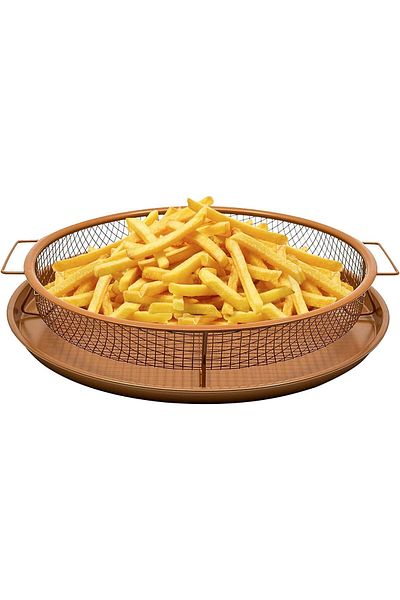 Generic Round Frying Pan Basket for Sorcerers, Chicken and All Fried Types 12x3/4" Brass Color