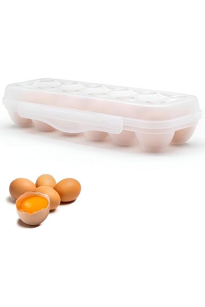 Generic Joyzzz Egg Holder for Fridge, Portable Egg Tray with 12 Spaces, Egg Organizer for Refrigerator with