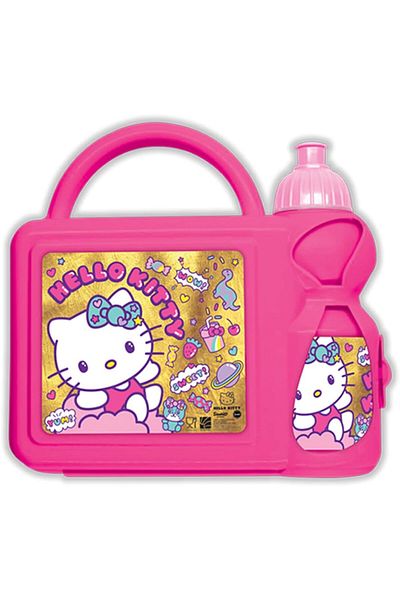 Generic Hellokitty Hello Kitty Plastic Lunch Box with Water Bottle for Kids, Pink