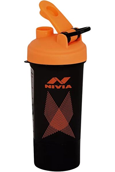 Nivia Shaker Bottle, Venom Orange, 750ml capacity with straw