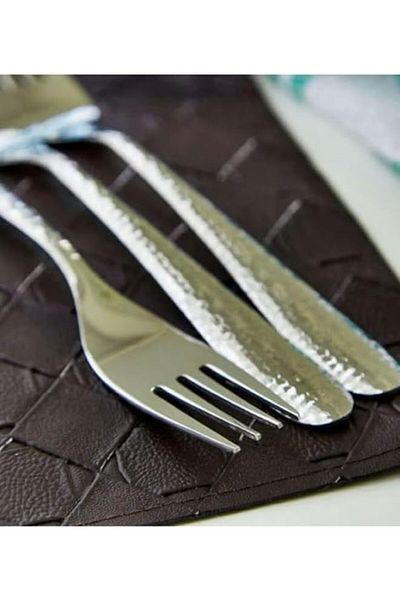 Generic AMGREEN 3-Piece Hammered Table Fork Set Silver 3x(21x1.75x3) cm