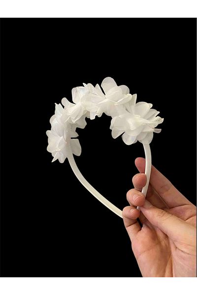 Massaltay White Laser Floral Maternity Crown, Casual White Floral Crown