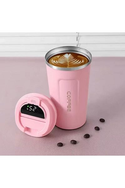 Generic Coffee Mug 510ml Insulated Stainless Steel Coffee Mug with Digital Display Keep Cold for 12 Hours f