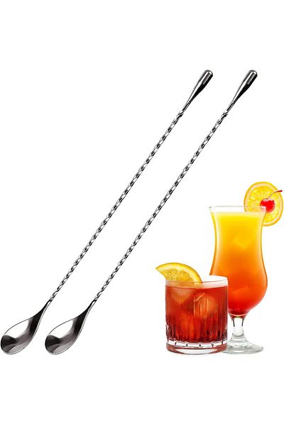 Generic 12 Inches Stainless Steel Mixing Spoon for Cocktail Shaker Tall Cups, Bar Stirring Spoon With Long