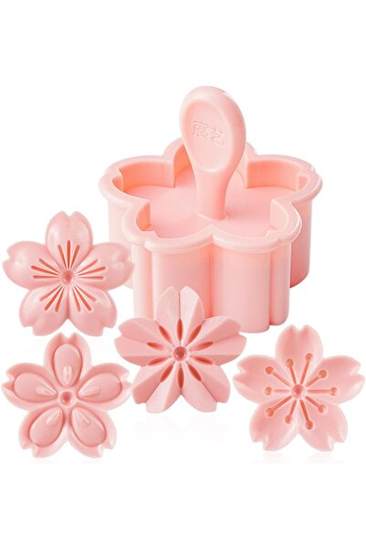 Arabest Cherry Blossom Cookie Cutters,4 Styles Cookie Press Mold,Pink Pastry ...