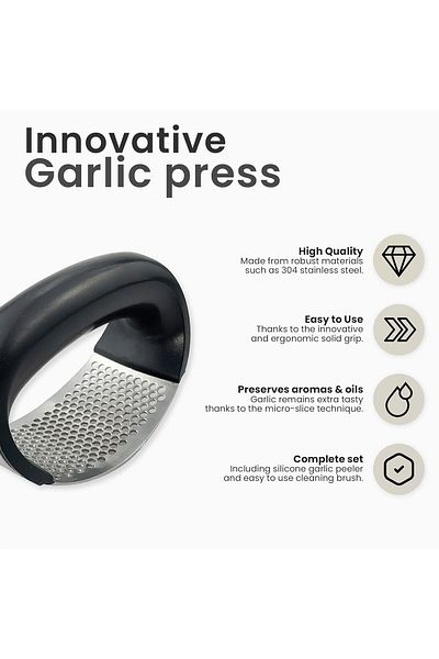 Generic Arabest Garlic Press Rocker, Stainless Steel Garlic Mincer Crusher, Precision Kitchen Gadgets Garli