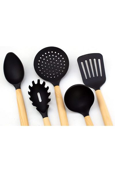 Generic CuisineArt HOME BRAND 5PCS Wooden Handle Nylon tools Set