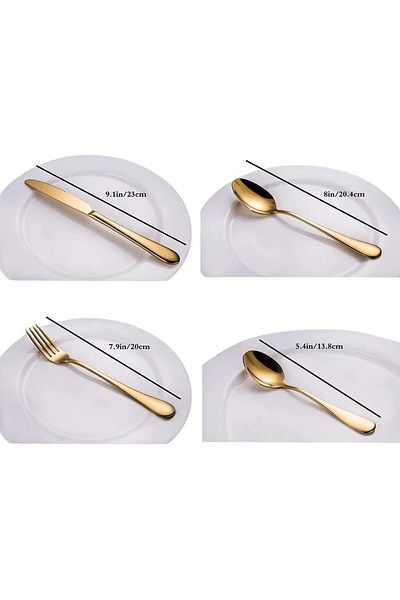 Generic SKY-TOUCH Stainless Steel Cutlery Set 24-Piece Set of Golden Tableware Western-Style Kitchen Tablew