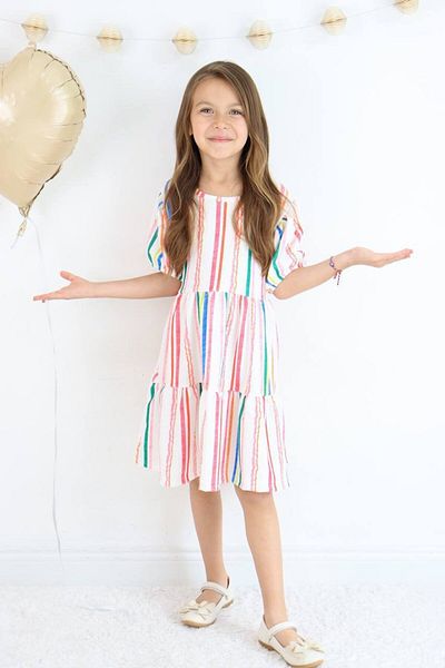 Yalçınoğlu Kids Κοριτσίστικο φόρεμα I Casual Cutout Κοριτσίστικο Καλοκαιρινό Φόρεμα, Κομψό Σχέδιο I Κοντομάνικο Καλοκαιρινό Φόρεμα