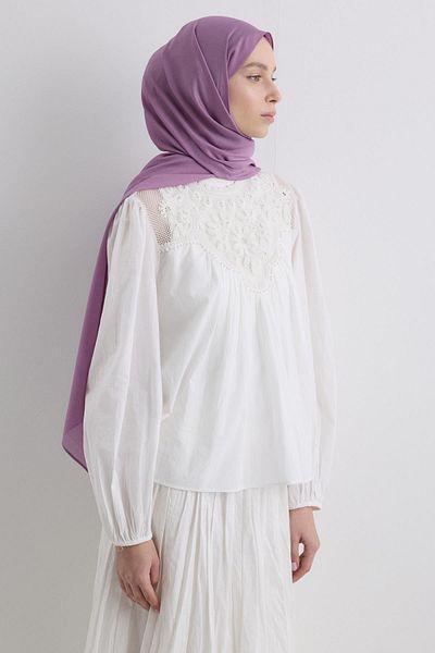 Fenza Paris Silk Orchid Purple Color Cotton Shawl