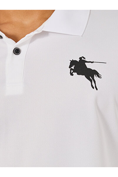 Take Two By Styli Men White Graphic Print Long Sleeve Polo T-Shirt
