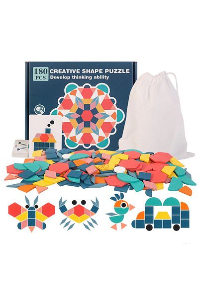 OEM Wooden tangram puzzle game with 180 pieces
