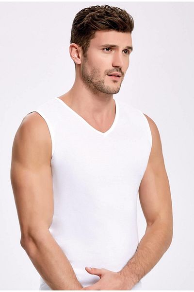 İLKE İÇ GİYİM V-Neck White Tank Top