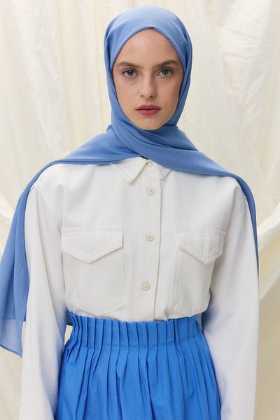 Fenza Paris Silk Steel Blue Color Cotton Shawl