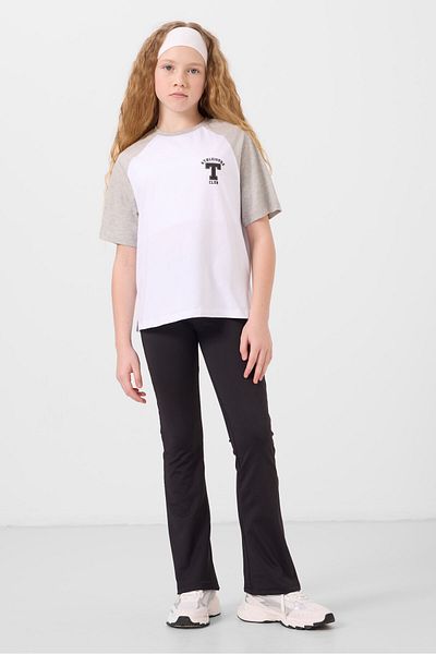 TOMMY LIFE White O-Neck Cotton Printed Oversize Fit Girl's T-Shirt - 75179