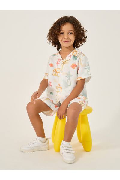 Styli Graphic Print Notch Label Shirt