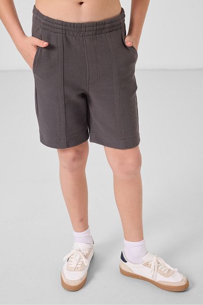 TOMMY LIFE Dark Gray Cotton Soft Textured Standard Fit Basic Boy's Shorts - 11289