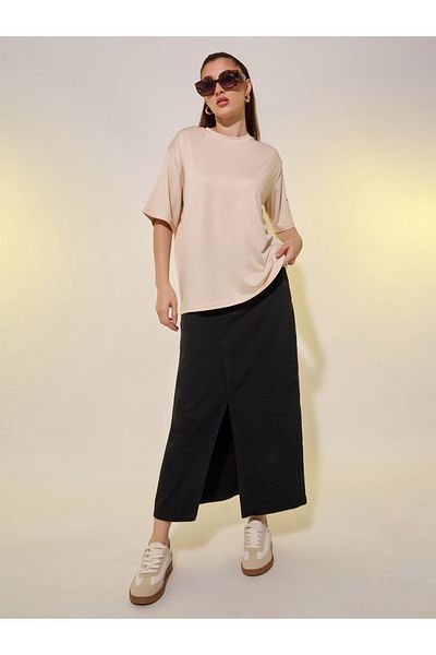 Styli Round Neck Slogan Print T-Shirt