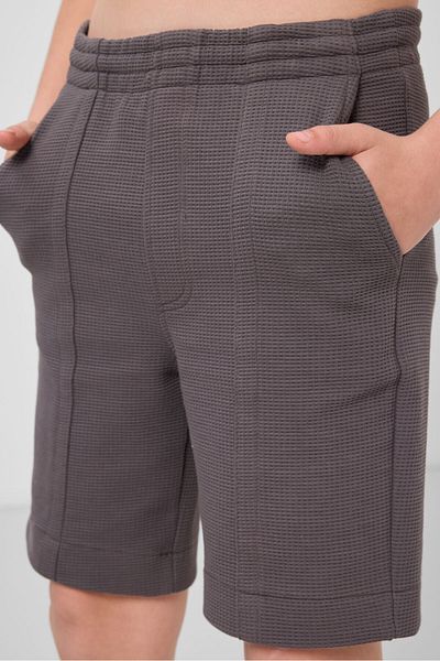 TOMMY LIFE Dark Gray Cotton Soft Textured Standard Fit Basic Boy's Shorts - 11289