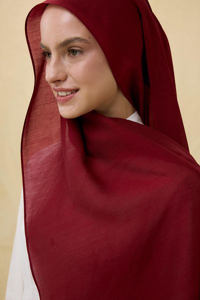 Fenza Paris Silk Dark Red Color Cotton Shawl