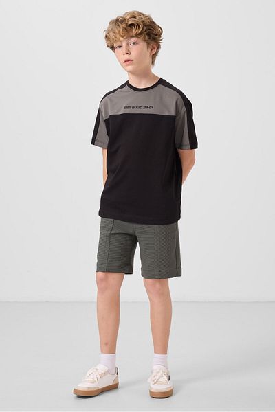 TOMMY LIFE Khaki Cotton Soft Textured Standard Fit Basic Boy's Shorts - 11289