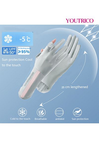 Youtrico Sun Protection Gloves Summer Cycling Fingerless Gloves For Driving Spf50 High Protection