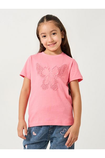 Styli Butterfly Crochet Patch Short Sleeve T-Shirt