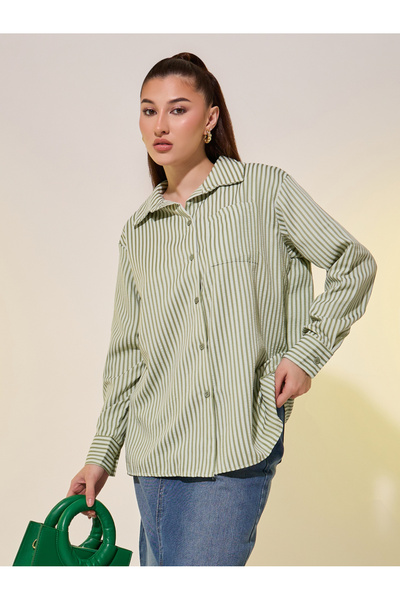 Styli قميص مخطط واسع بياقة واسعة