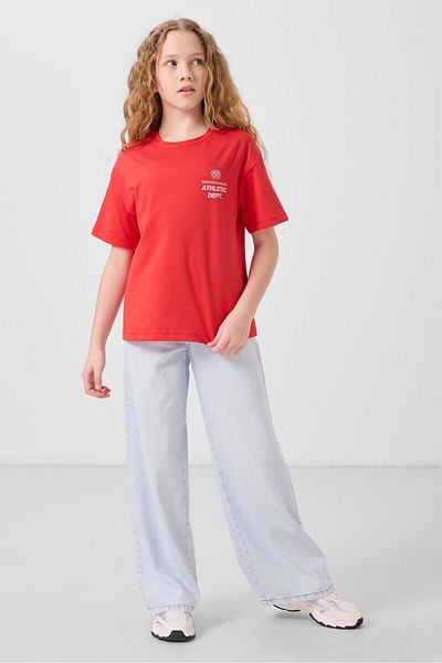 TOMMY LIFE Fiesta Cotton O Neck Oversize Fit Printed Girl's T-Shirt - 75178