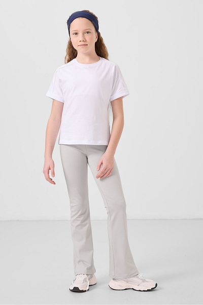 TOMMY LIFE White Cotton O Neck Oversize Fit Basic Girl's T-Shirt - 75182