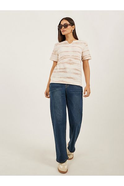 Styli Textured Notch Neck Regular Fit T-Shirt