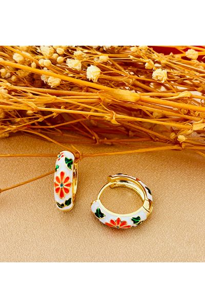 Markiz Takı Colorful Embroidery Processing Earrings 2 cm