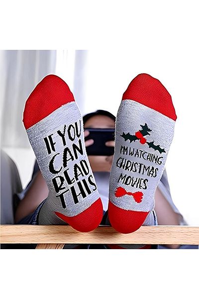 OEM Sosete, Amuzante, Watching Christmas Movies, stil casual, de Craciun, de Mos Nicolae, marime 40-44
