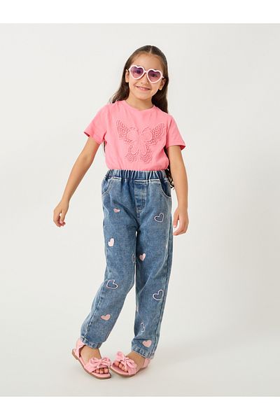Styli Butterfly Crochet Patch Short Sleeve T-Shirt