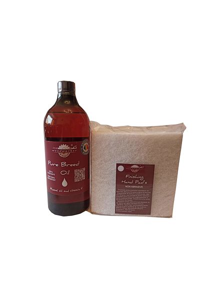 woodworker Furniture Maintenance Kit - Prep’N Shine-Pure Breed Oil & Non Abrasive Hand Pads, 1000 ml
